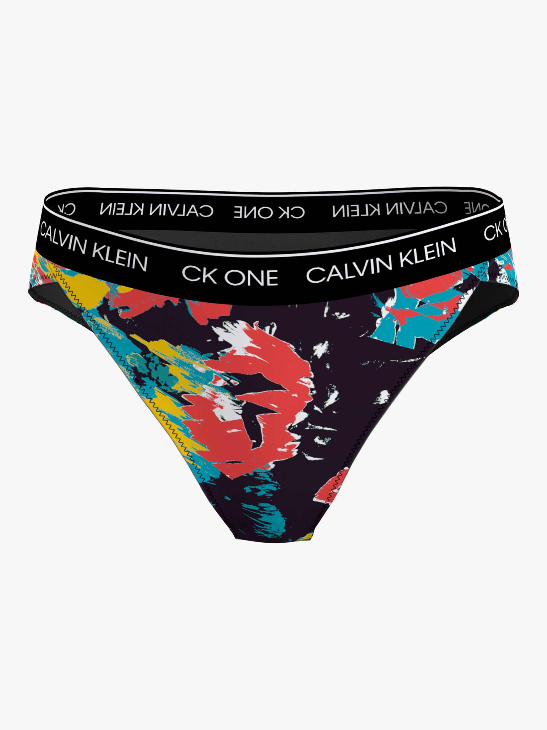 Calvin Klein CK One High Waist Bikini Bottoms, Floral Smudge at John Lewis  & Partners