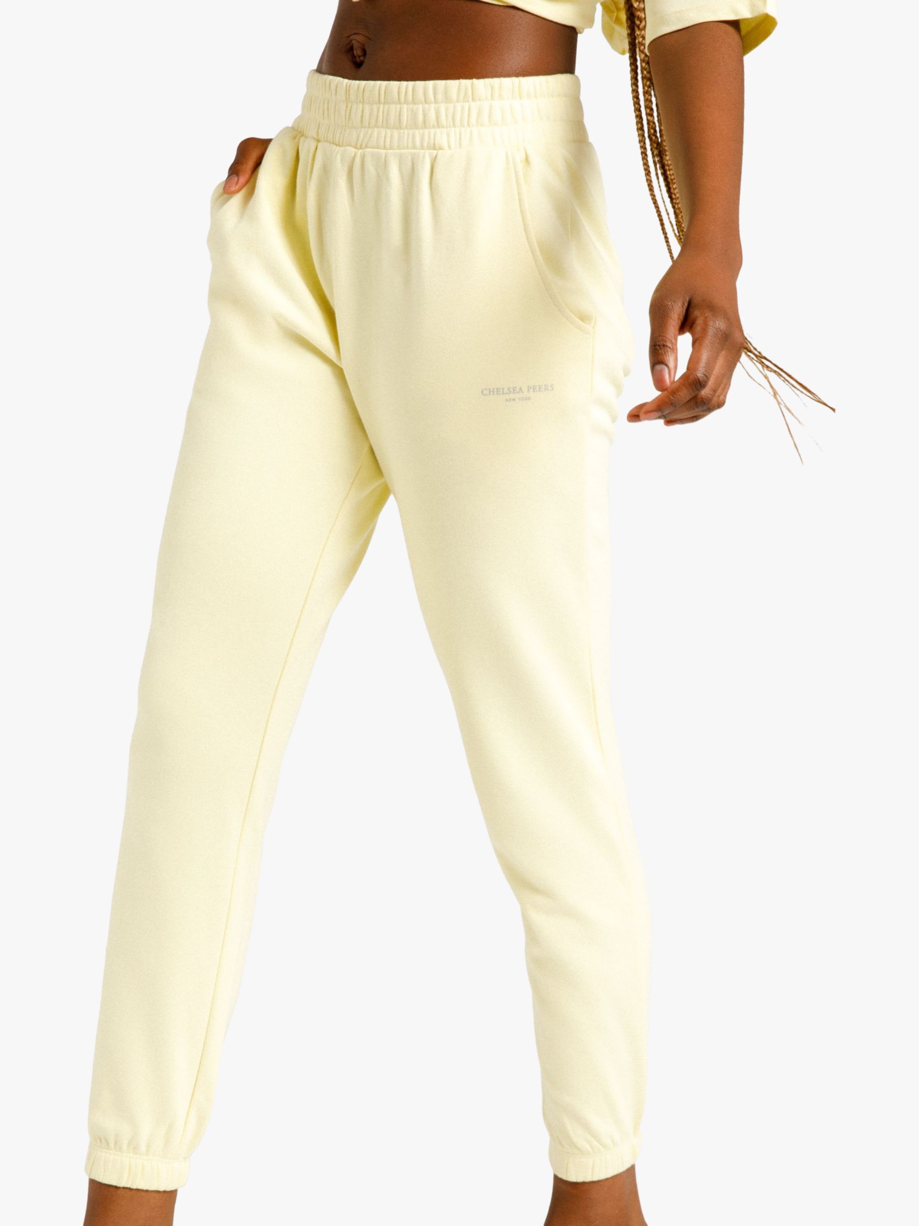 Chelsea Peers Organic Cotton Blend Tapered Cuff Lounge Joggers, Lemon at  John Lewis & Partners