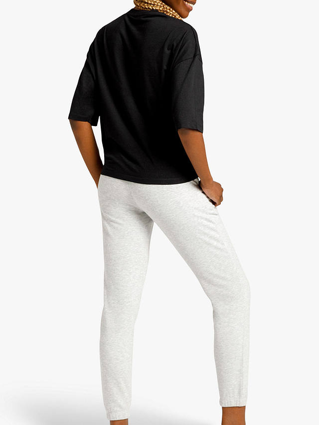Chelsea Peers Organic Cotton Logo Boxy Cropped Knot Lounge T-Shirt, Black