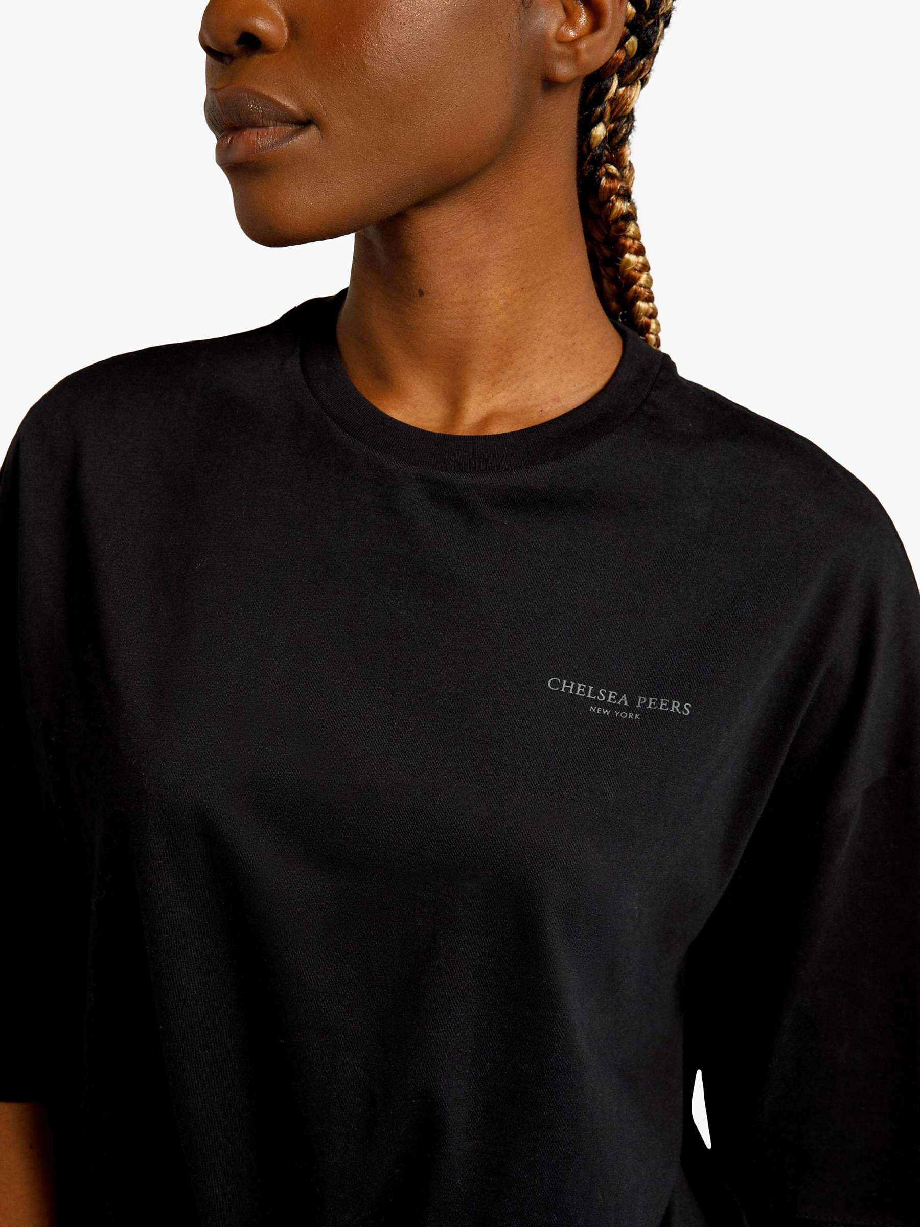 Buy Chelsea Peers Organic Cotton Logo Boxy Cropped Knot Lounge T-Shirt Online at johnlewis.com