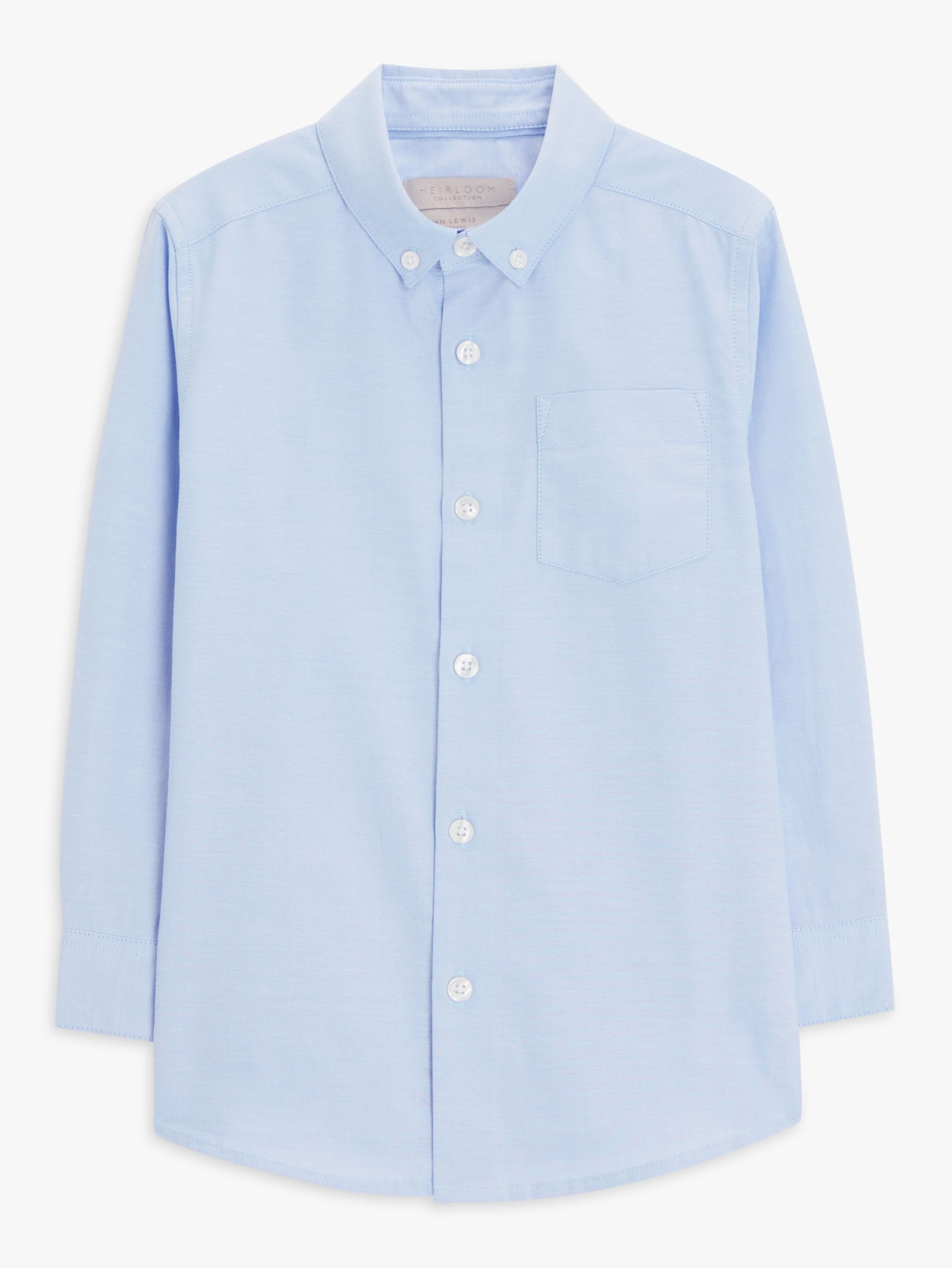 John Lewis Heirloom Collection Kids' Plain Oxford Shirt, Blue at John ...
