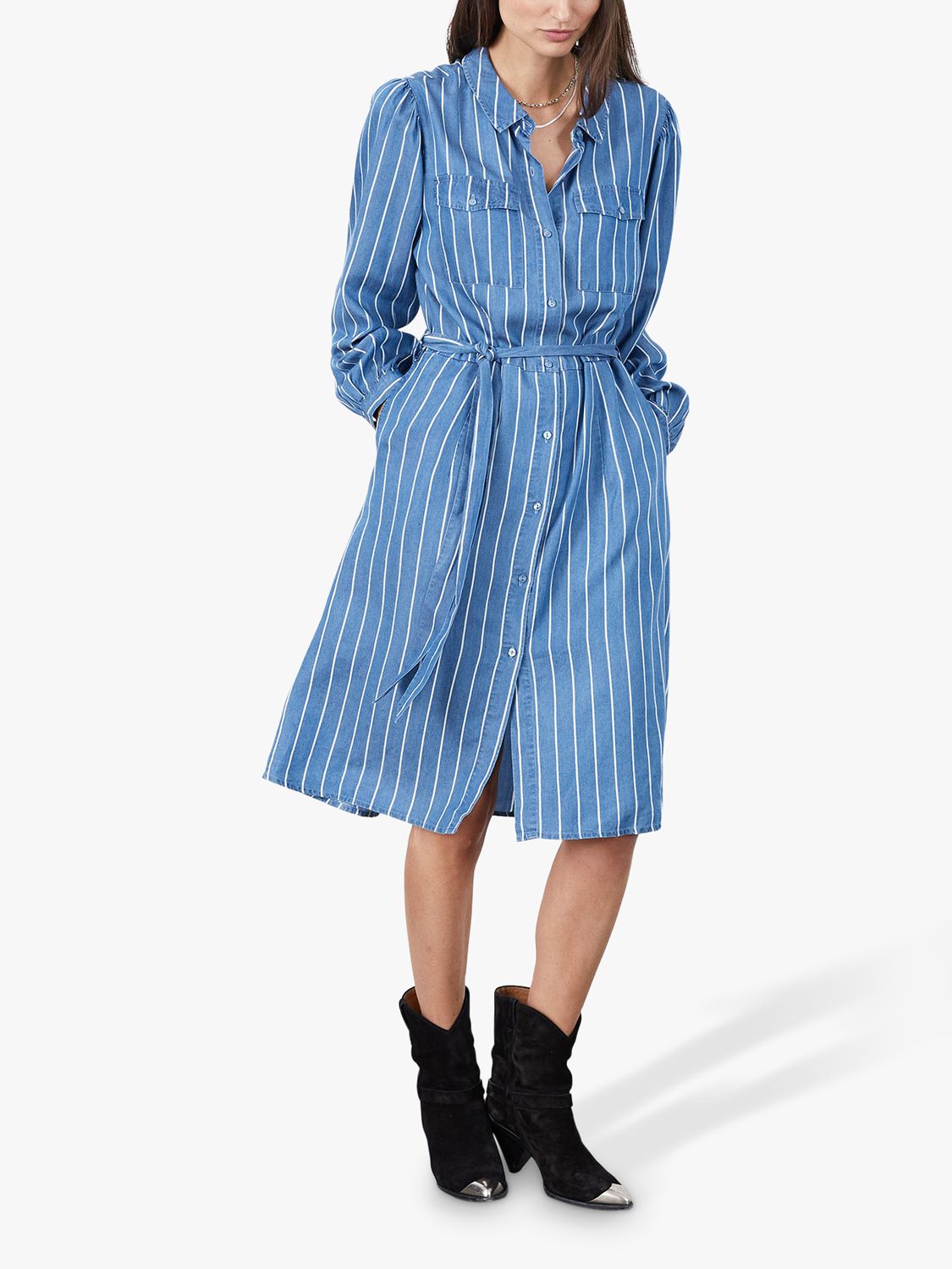 Lollys Laundry Kamma Striped Shirt Midi Dress, Blue