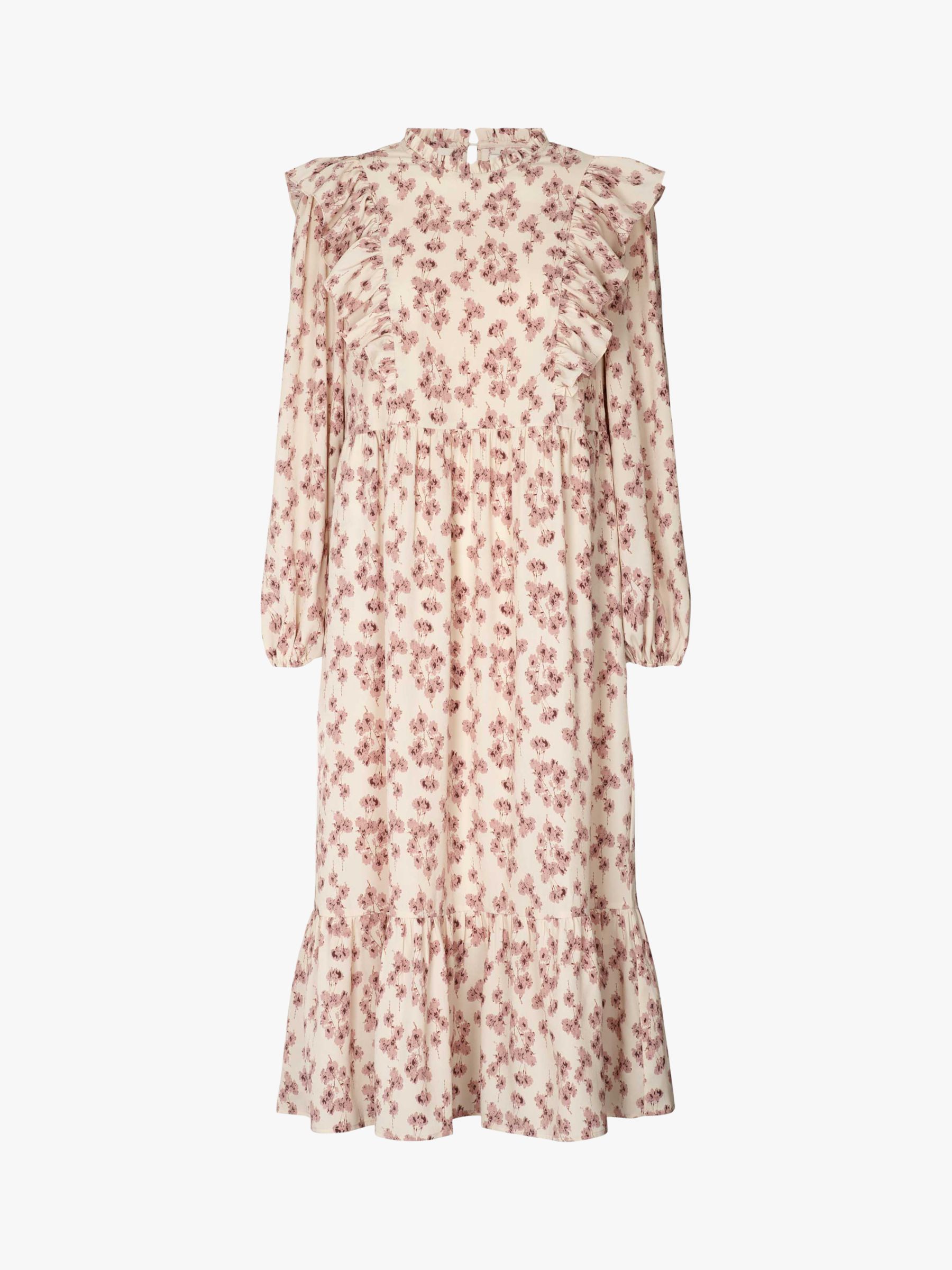 Buy Lollys Laundry Cana Floral Print Tiered Hem Midi Skirt, Creme Online at johnlewis.com
