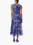Hobbs Carly Floral Print Midi Dress, Cobalt Blue