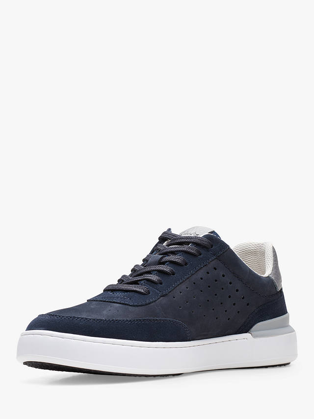 Clarks Court Lite Tor Nubuck Lace Up Trainers, Navy Combi at John Lewis ...