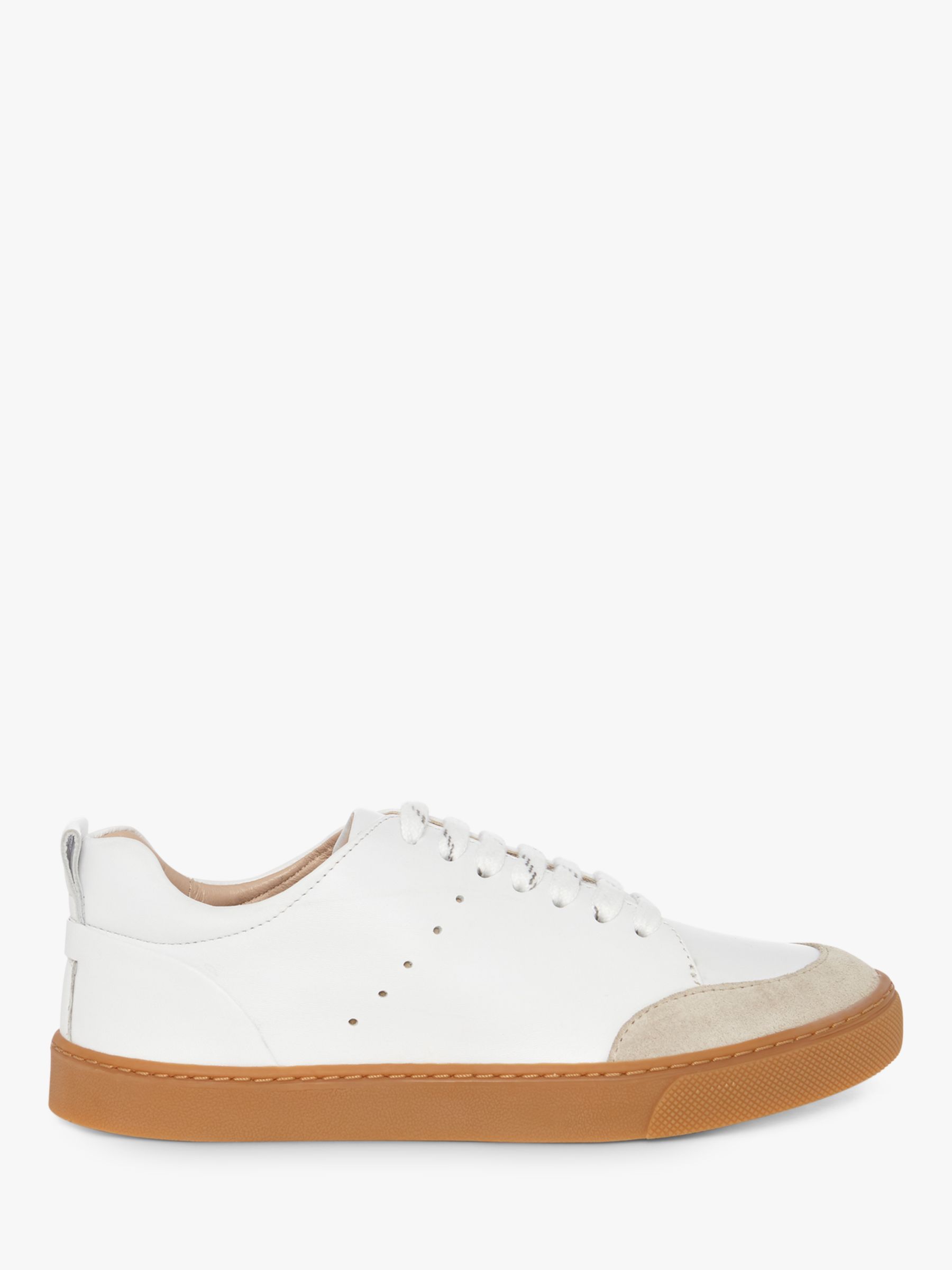 Hobbs Liberty Leather Flat Trainers, White at John Lewis & Partners