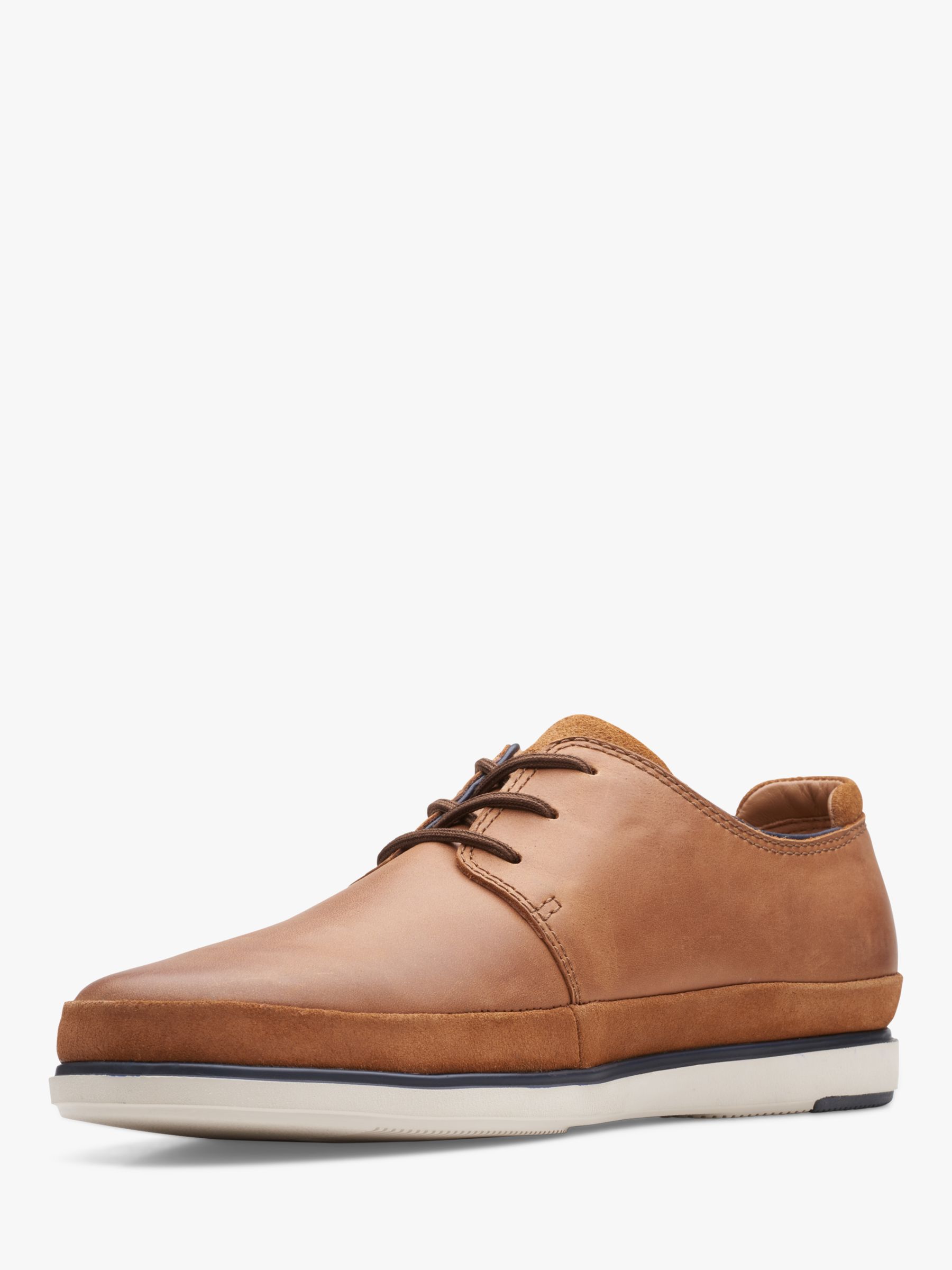 Clarks Bratton Lace Up Casual Leather Shoes, Dark Tan at John Lewis ...