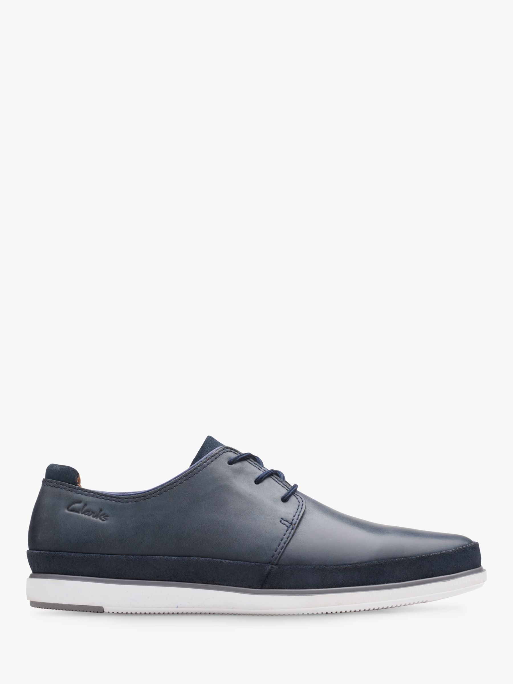 Clarks Bratton Lace Up Casual Leather Shoes, Navy at John Lewis & Partners