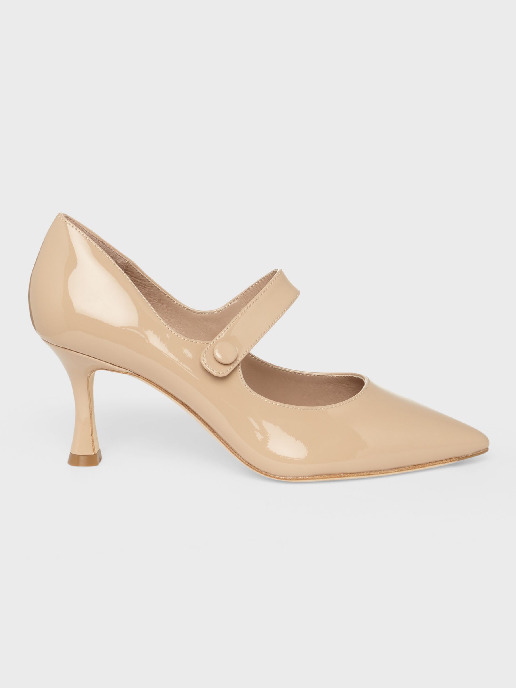 Hobbs Sandra Patent Leather Stiletto Court Shoes, Fawn at John Lewis ...