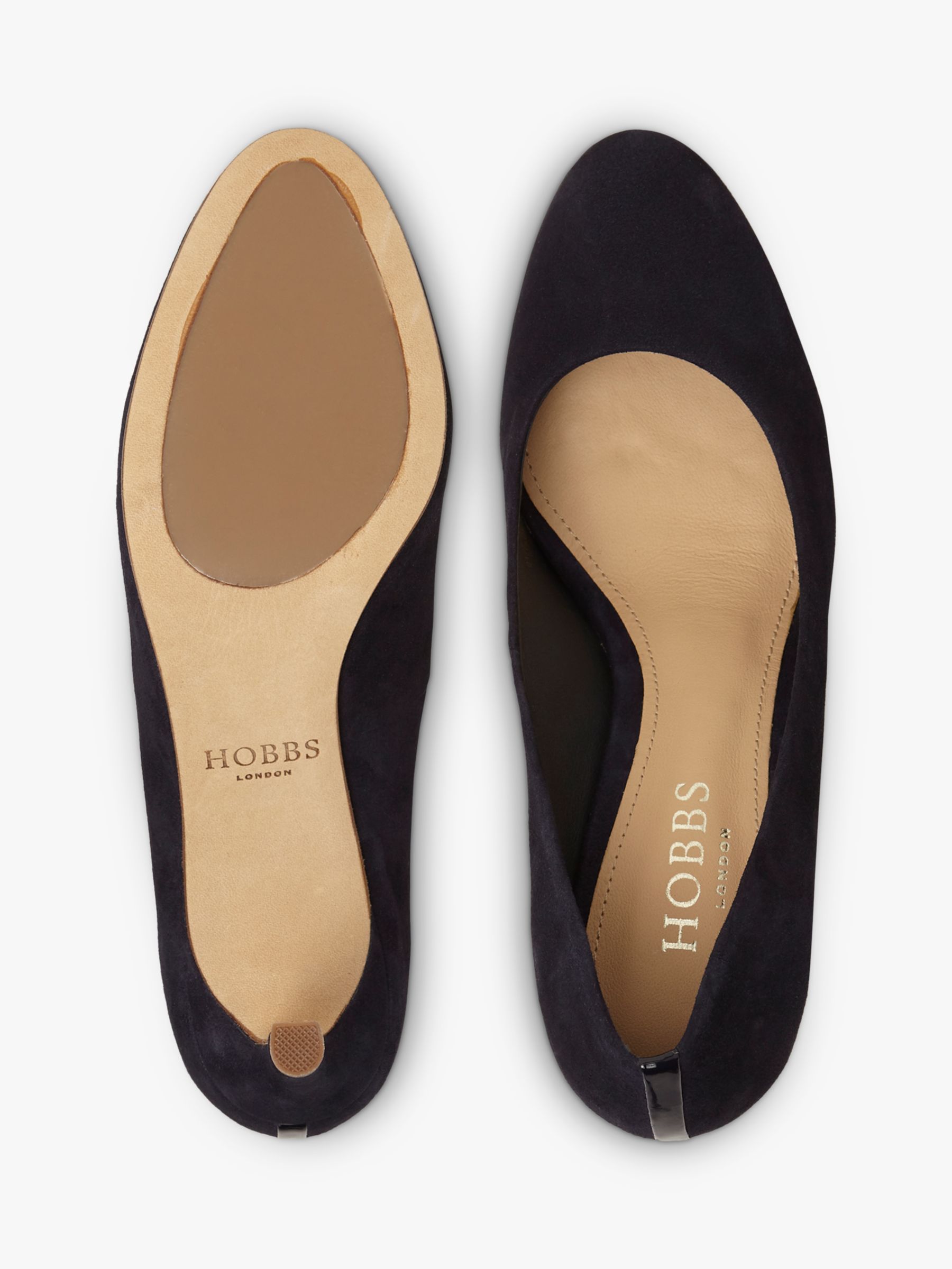 Hobbs Lizzie Suede Stiletto Heel Court Shoes, Navy, 3