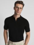 Reiss Maxwell Merino Zip Neck Polo Shirt