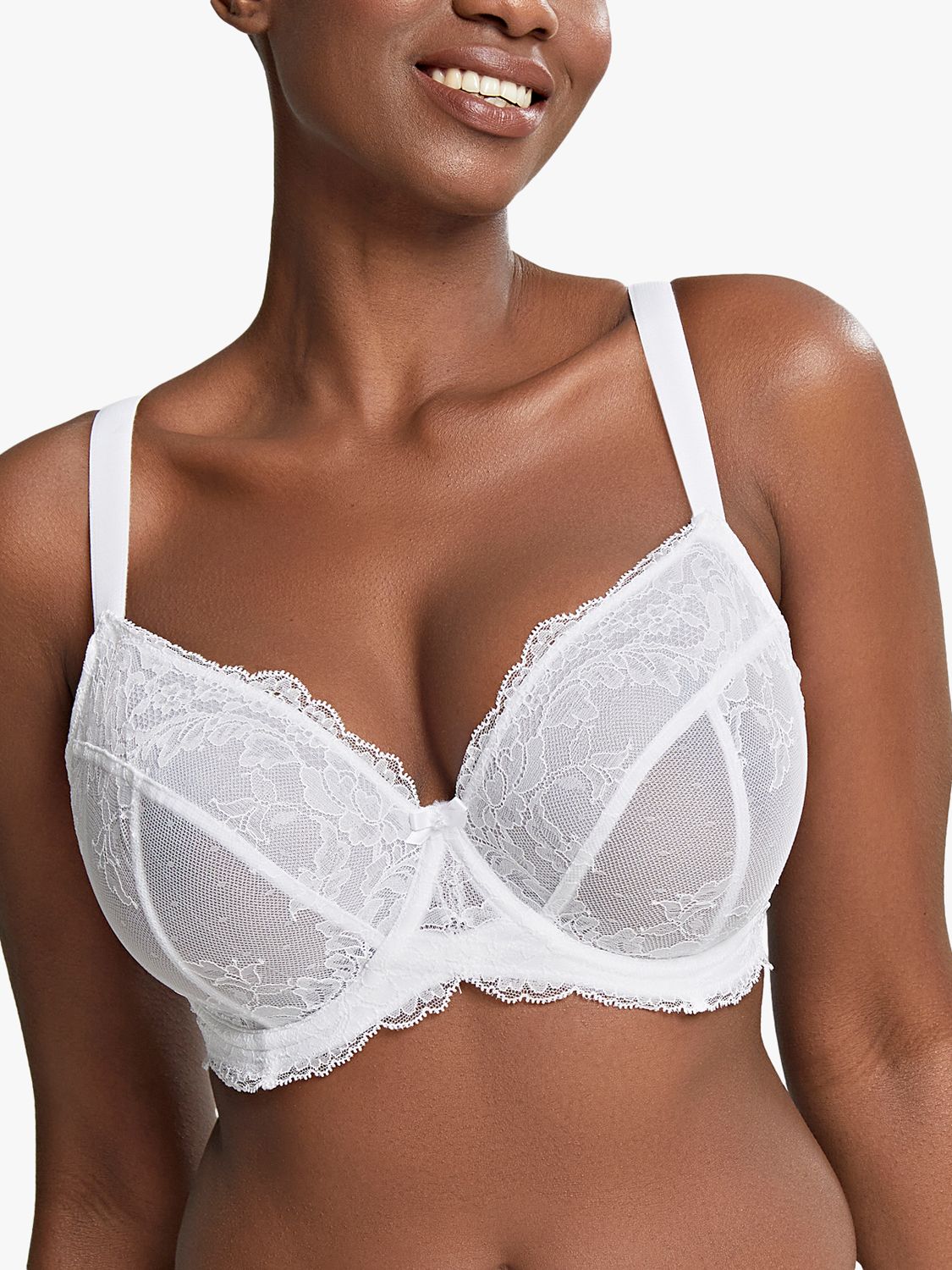 New Underwired padded white lace balconette bra 30GG/30J 