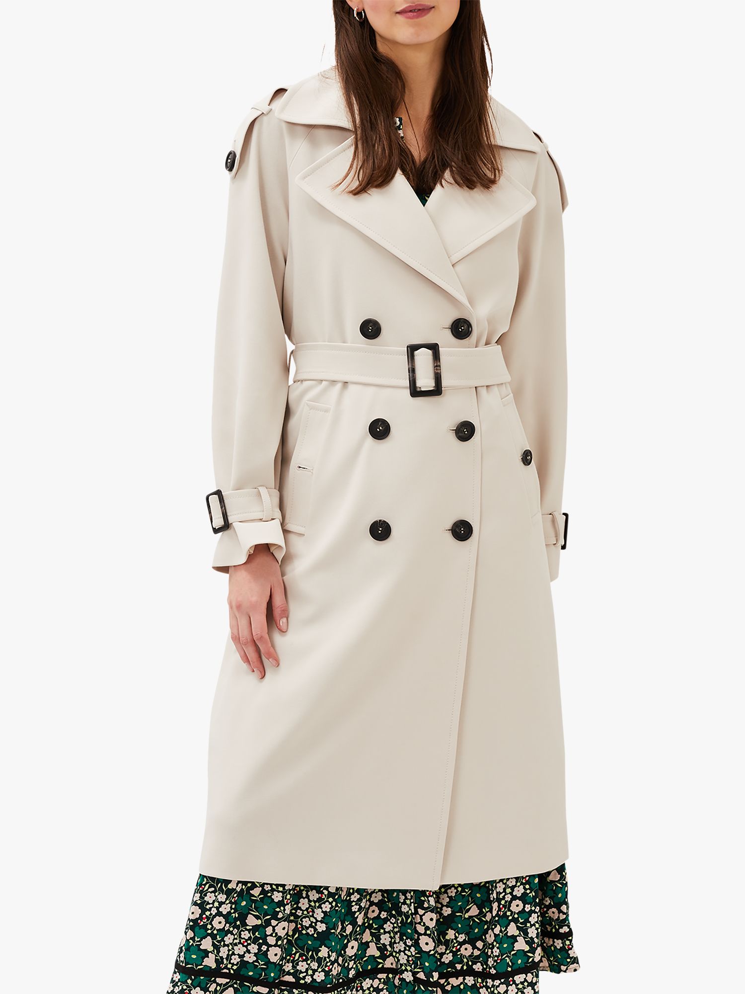 Phase Eight Tegan Double Breasted Trench Coat, Off White at John Lewis ...