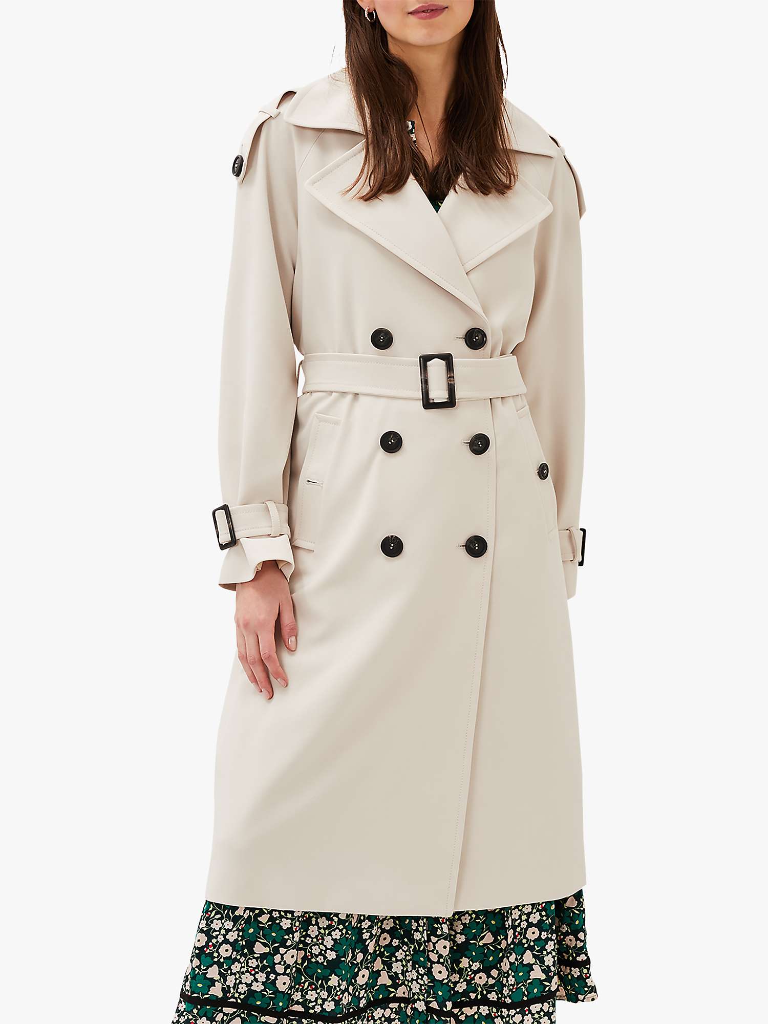 Phase Eight Tegan Double Breasted Trench Coat, Off White At John Lewis &  Partners