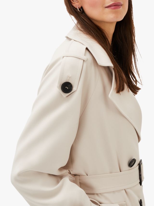 Phase Eight Tegan Double Breasted Trench Coat, Off White, 8