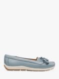 Hotter Sail Wide Fit Leather Moccasin Loafers, Soft Blue, Soft Blue