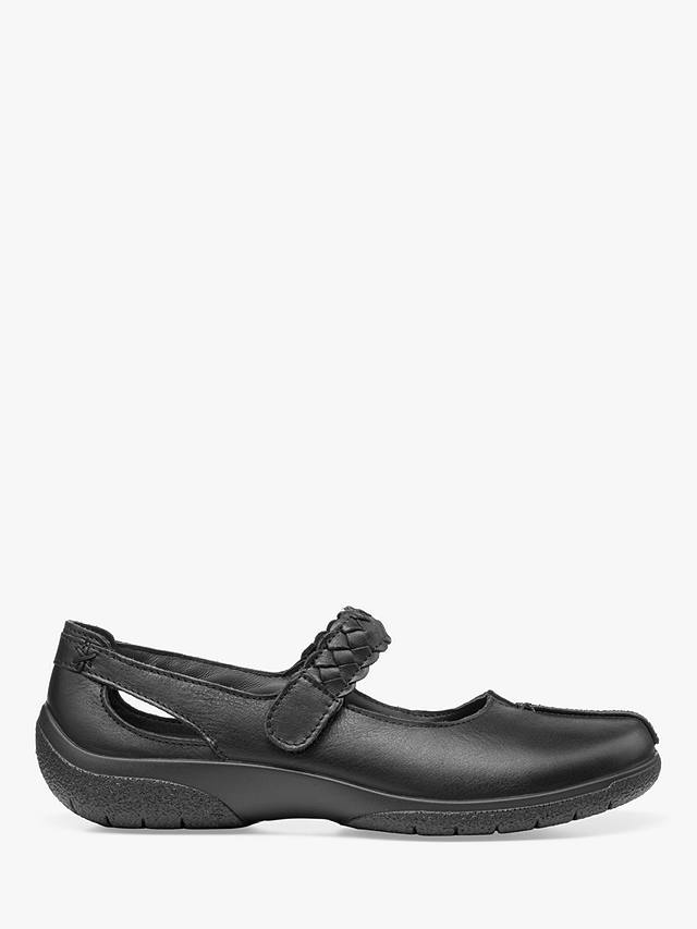 Hotter Shake Wide Fit Leather Mary Jane Shoes, Black at John Lewis ...