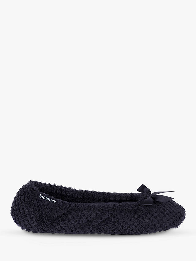 totes Terry Popcorn Ballet Slippers, Black
