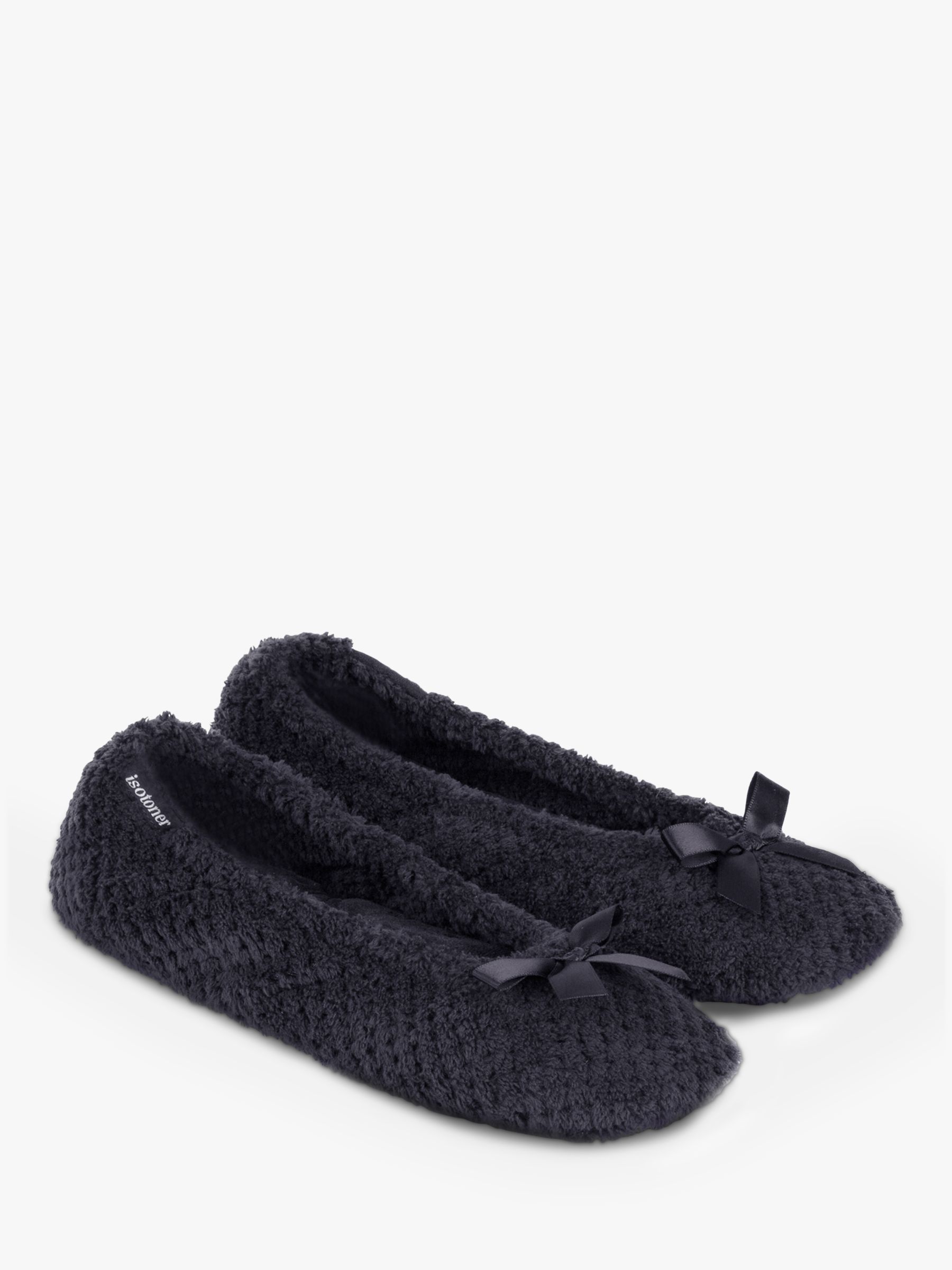 totes Terry Popcorn Ballet Slippers, Black at John Lewis & Partners