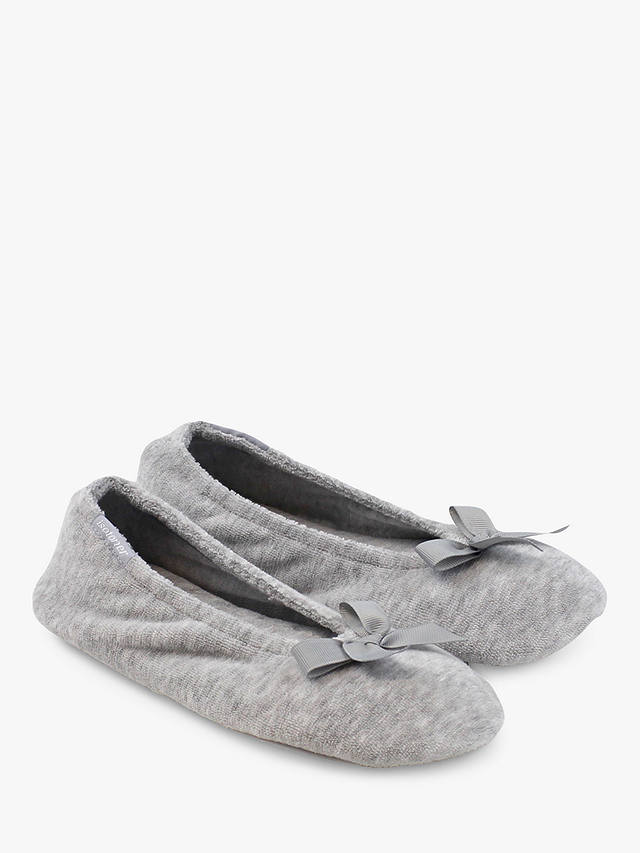 totes Terry Ballerina Slippers, Grey