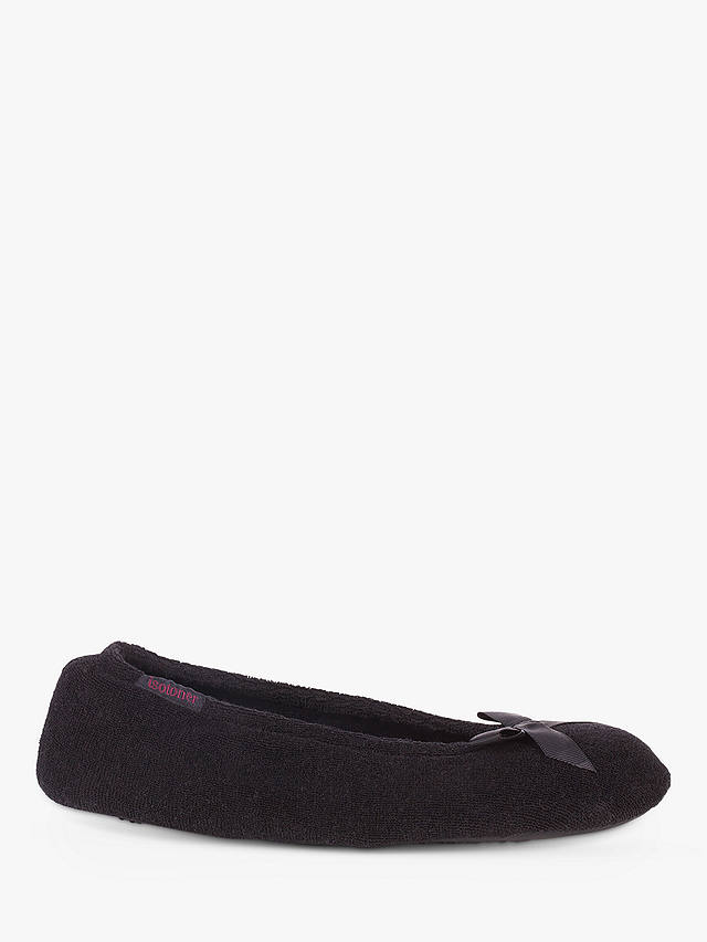 totes Terry Ballerina Slippers, Black