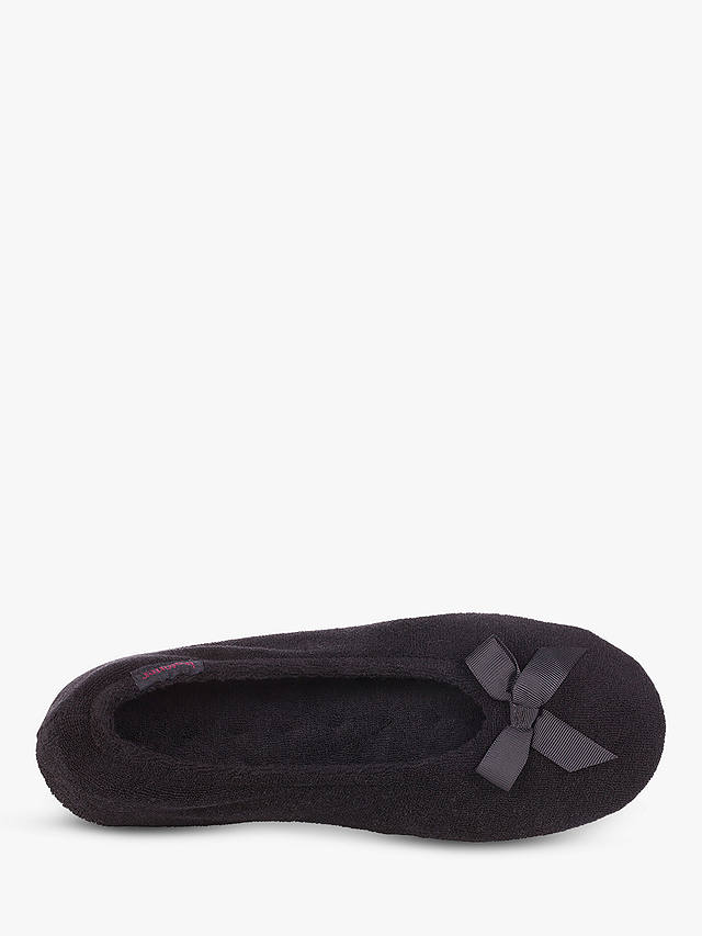 totes Terry Ballerina Slippers, Black