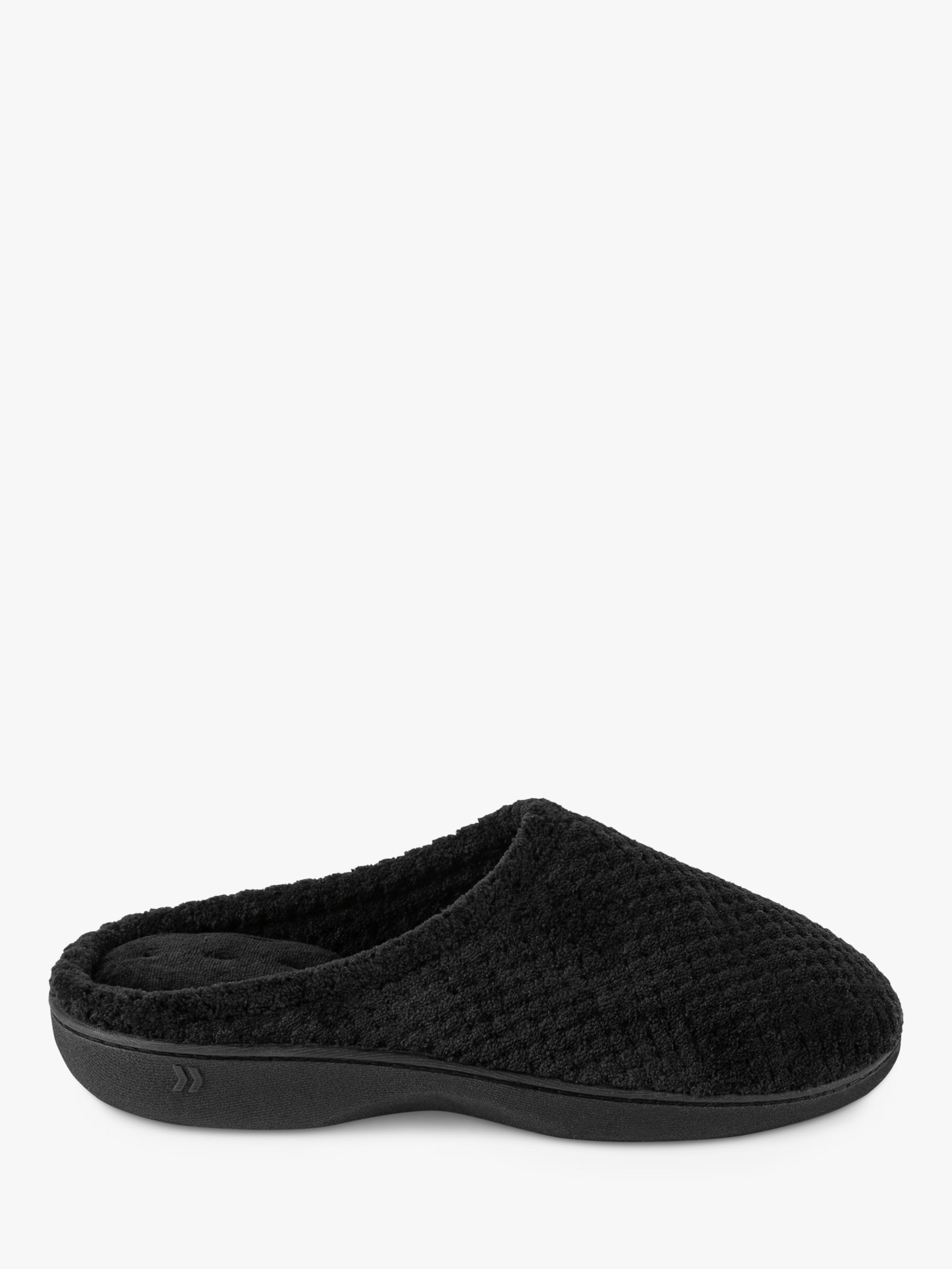 totes Popcorn Terry Mule Slippers, Black, 4