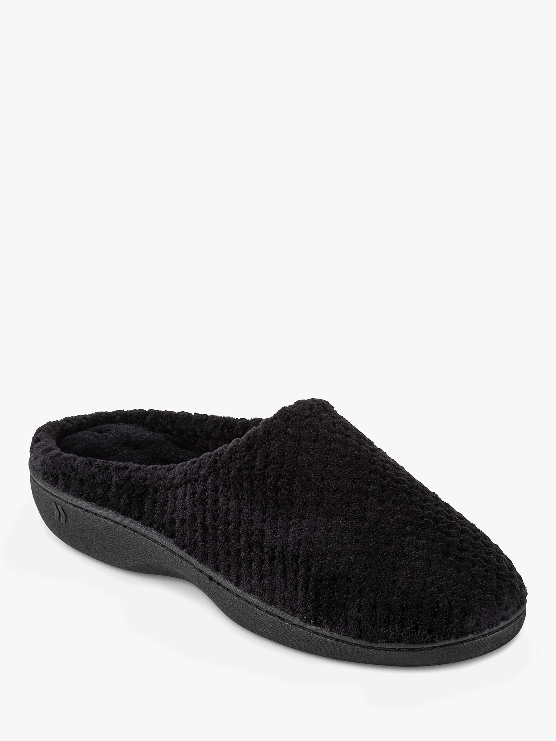 totes Popcorn Terry Mule Slippers, Black at John Lewis & Partners