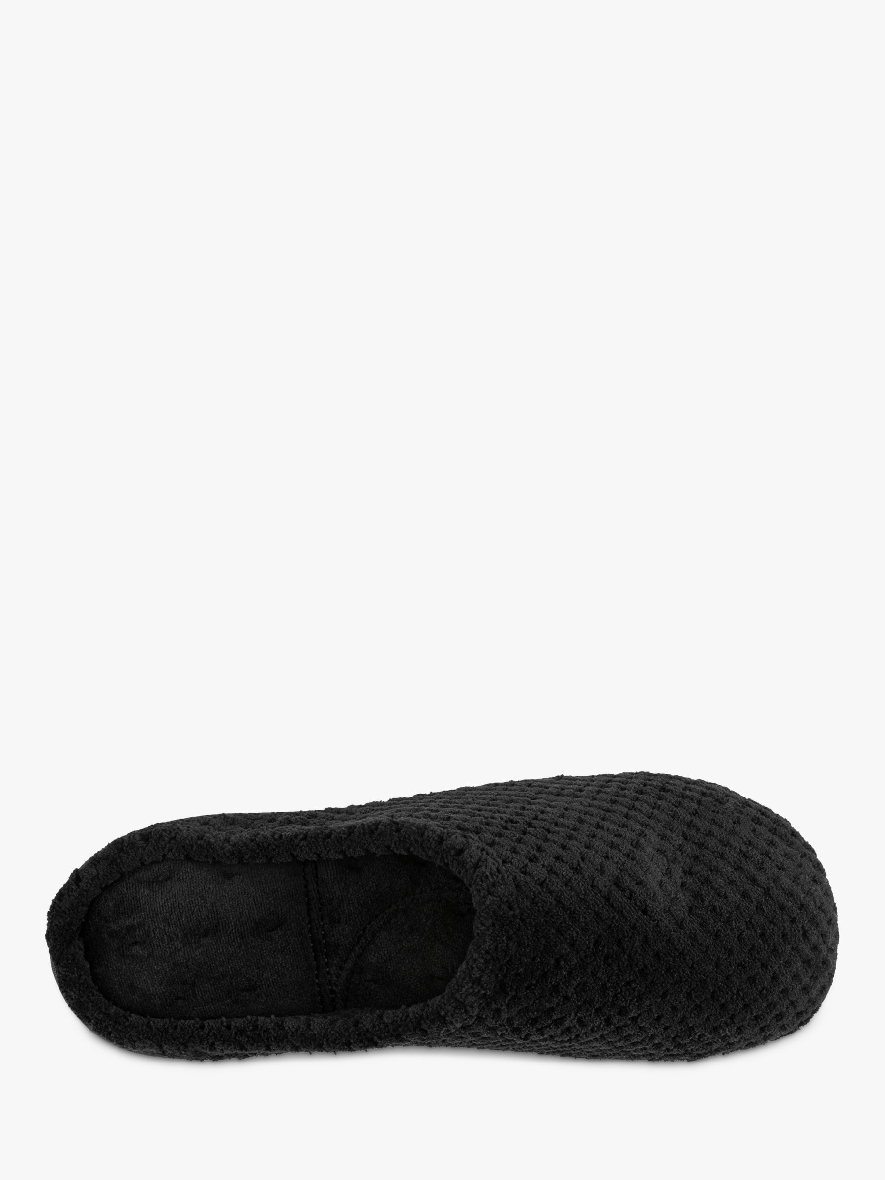 totes Popcorn Terry Mule Slippers, Black, 4