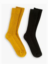 Knitted Flip Flop Socks, Pilates Socks, Black Mustard Socks