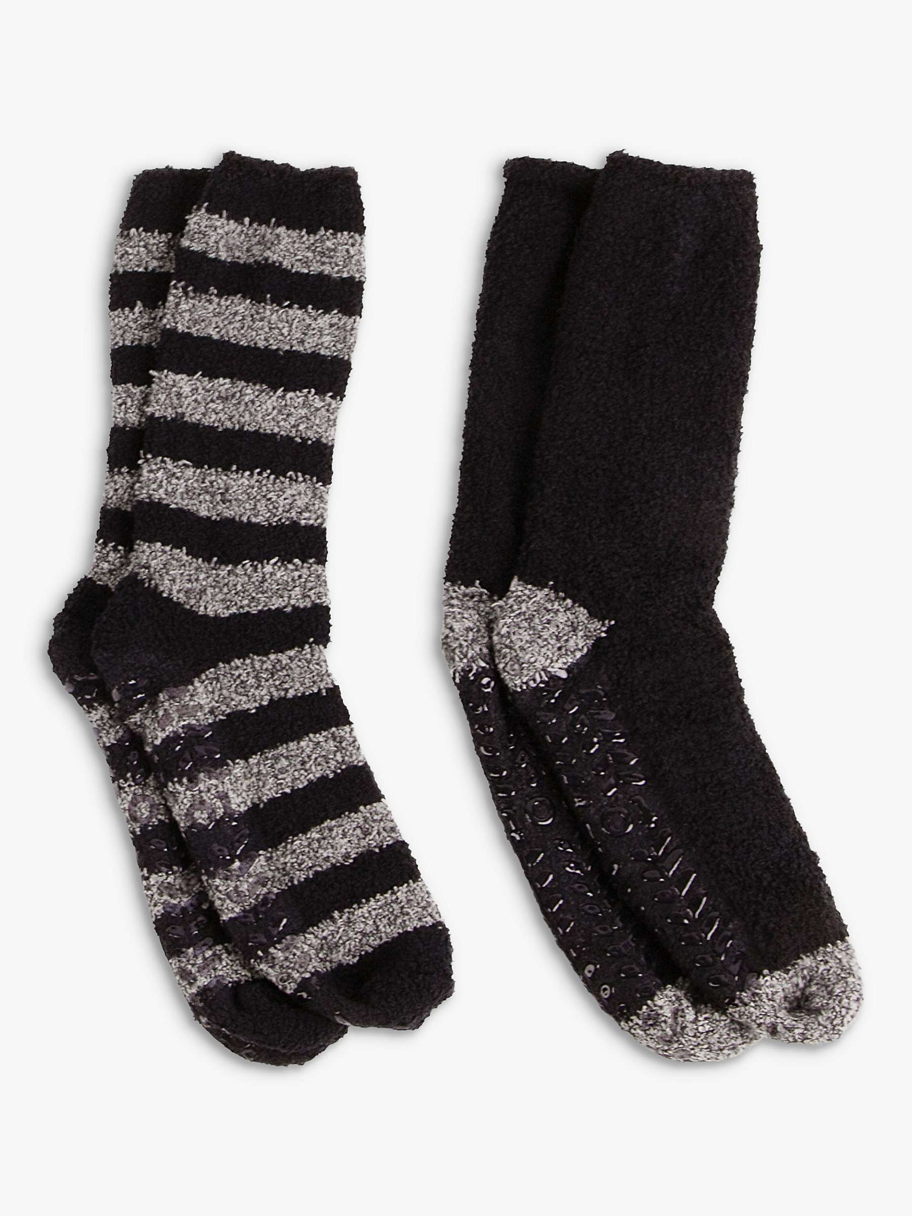 Buy totes Supersoft Slipper Socks, Pack of 2, Black/Grey Online at johnlewis.com