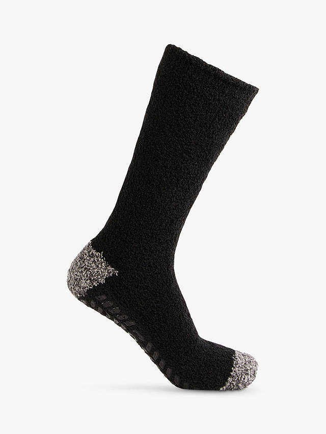 totes Supersoft Slipper Socks, Pack of 2, Black/Grey