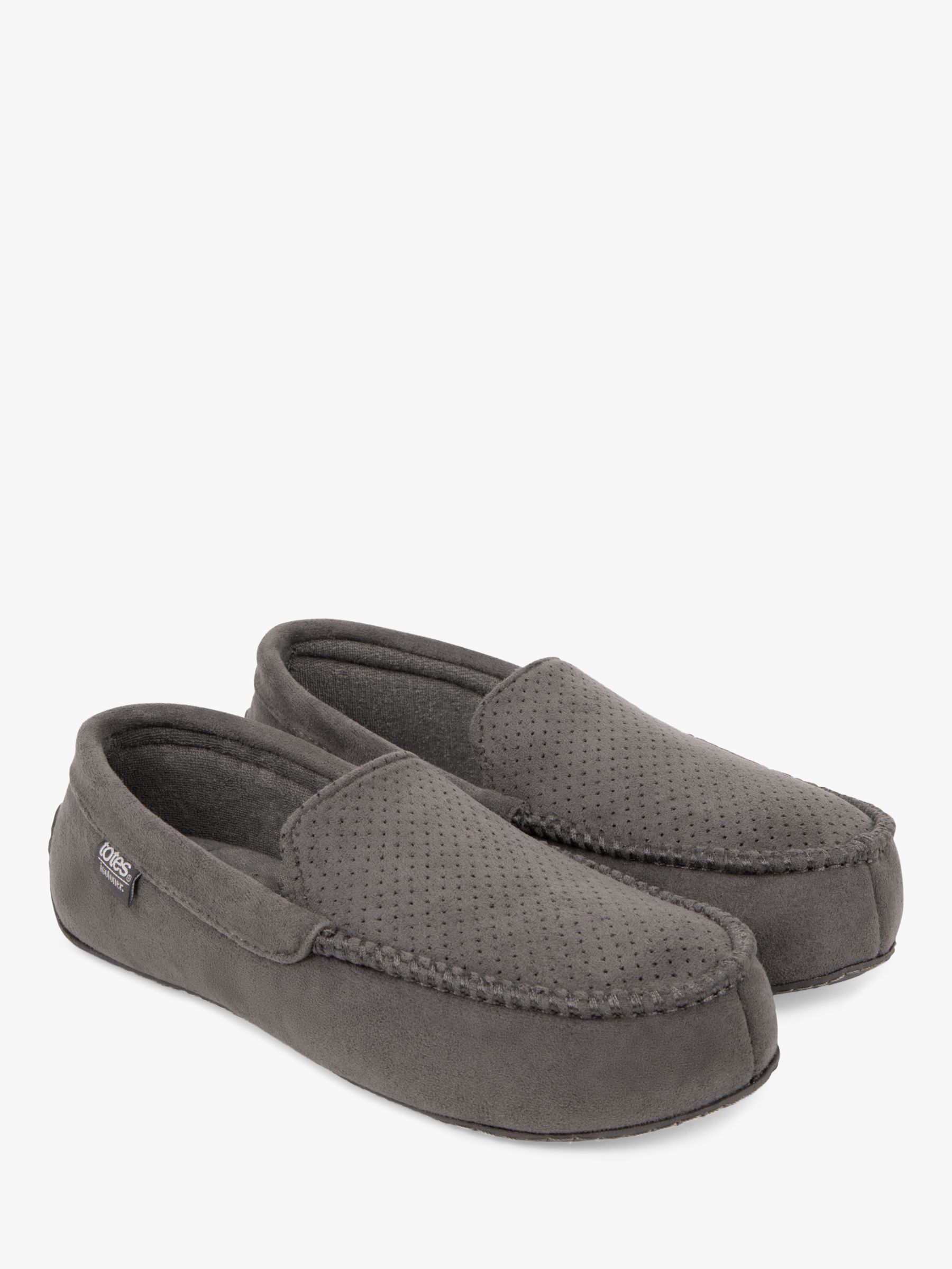 totes Airtex Suedette Moccasin Slippers, Grey, 8