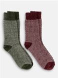 totes Textured Socks, Pack of 2, Burgundy/Green