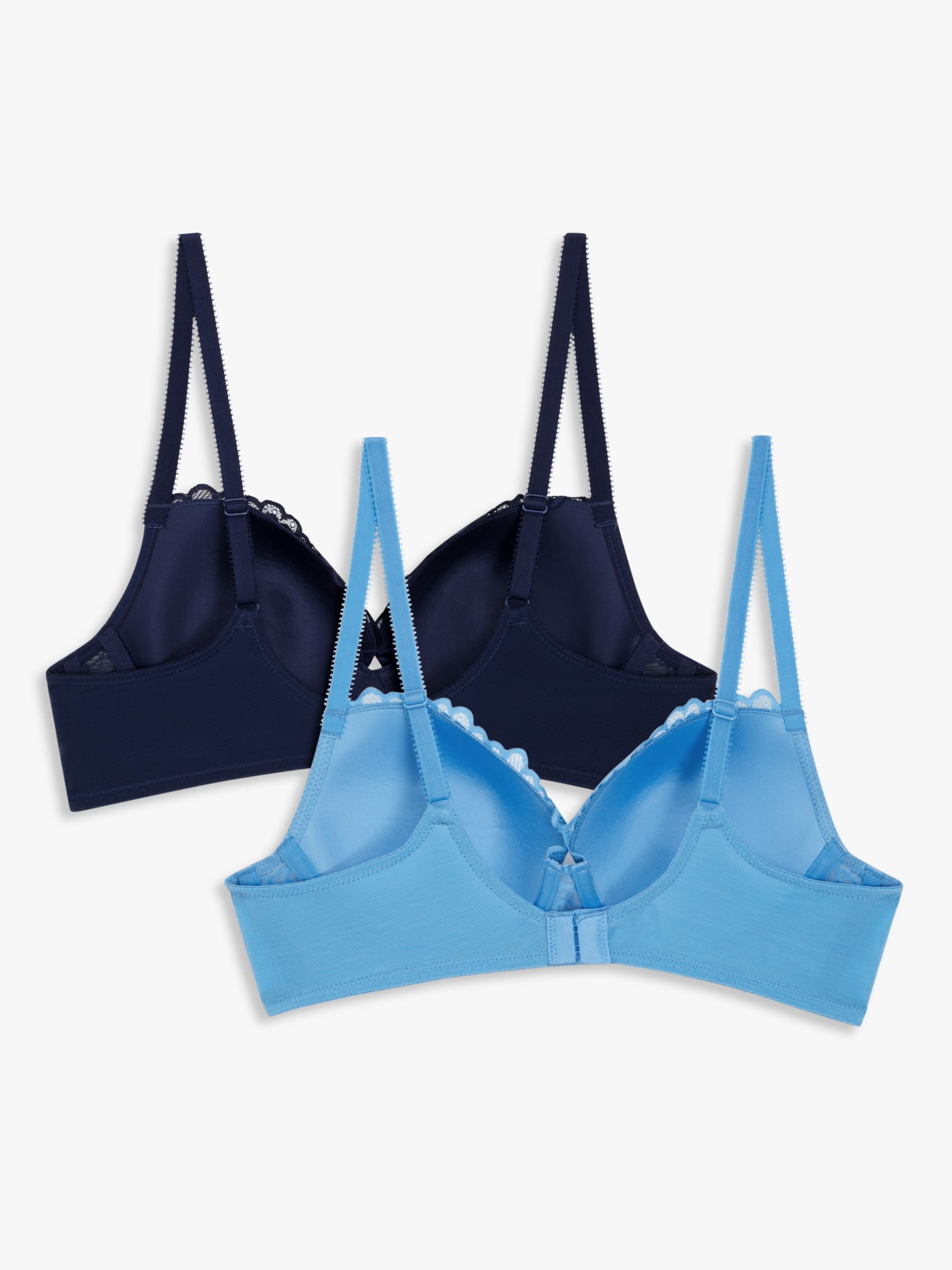 John Lewis ANYDAY Loreli Lace Padded Bra, Pack of 2, Blue/Blue, 32E