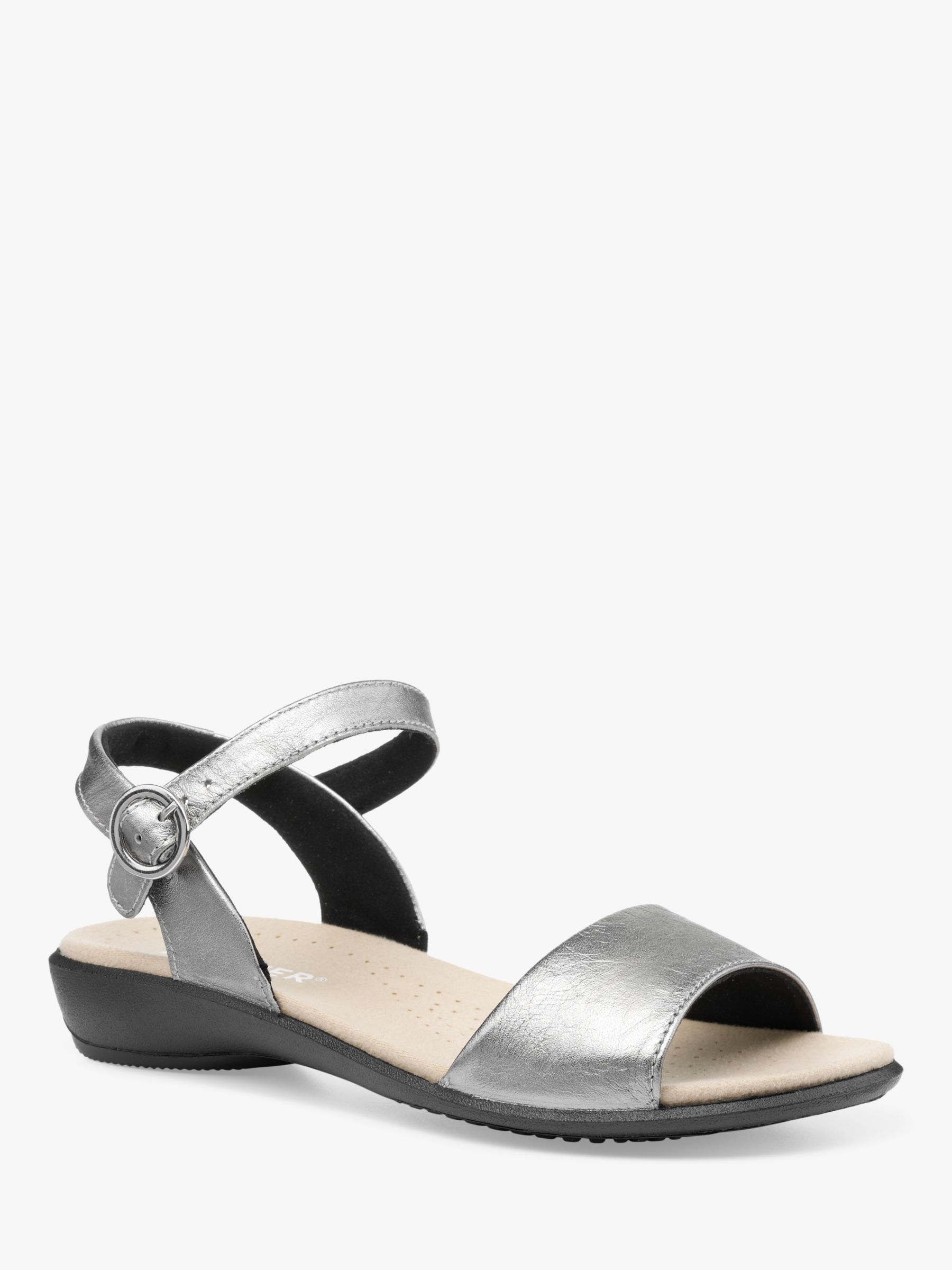 Hotter Tropic Leather Two Part Sandals, Pewter-le at John Lewis & Partners