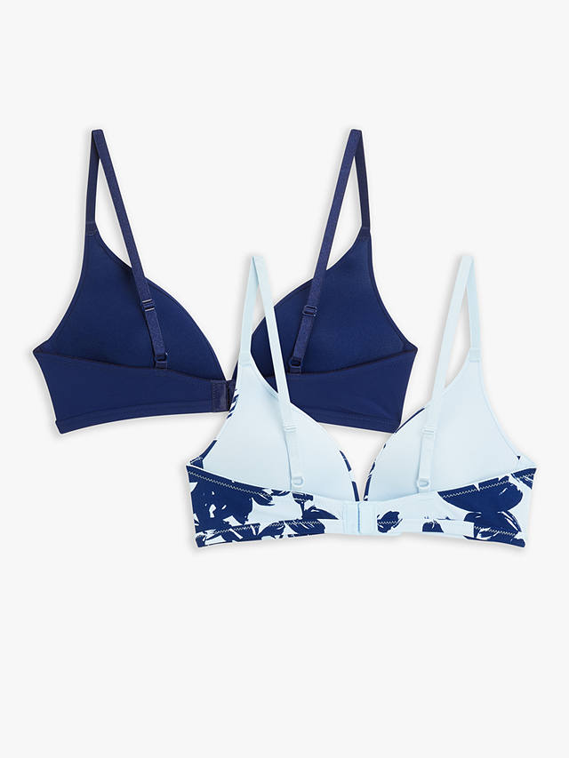 John Lewis ANYDAY Robyn Non Wired Bra, Pack of 2, Blue/Print