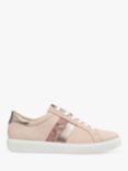 Hotter Switch Wide Fit Leather Lace Up Trainers, Pink Clay
