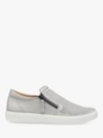 Hotter Daisy Wide Fit Leather Slip On Zip Trainers, Grey