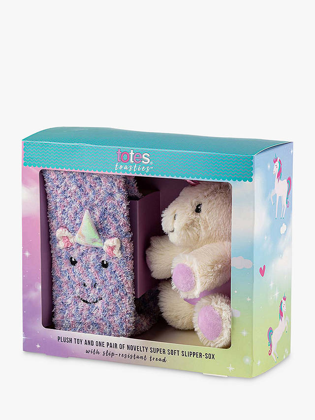 totes Kids' Unicorn Slipper Socks & Super Soft Plush Gift Set