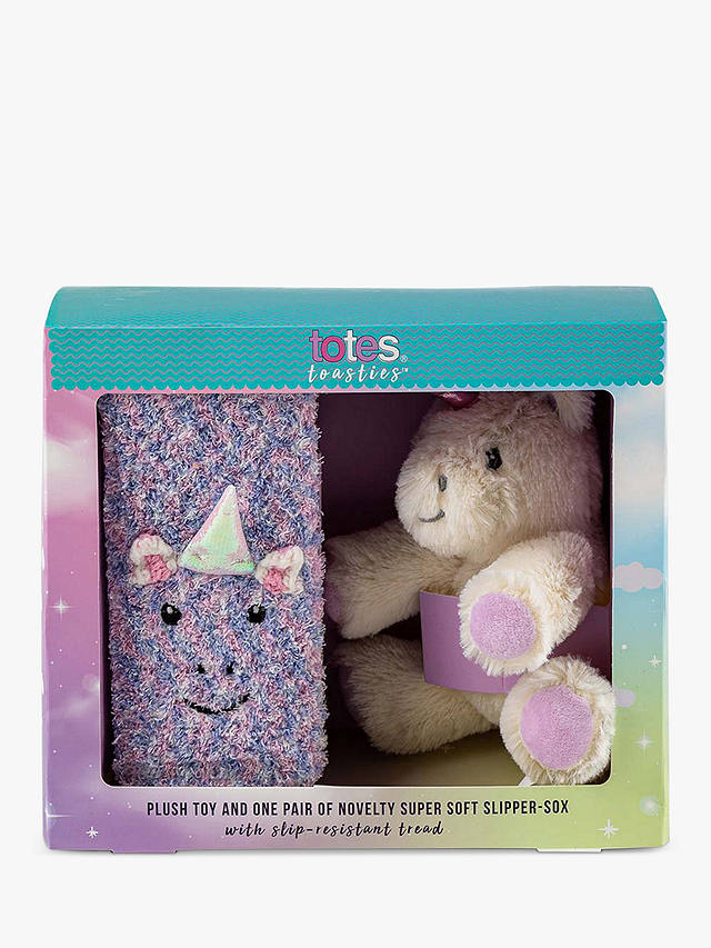 totes Kids' Unicorn Slipper Socks & Super Soft Plush Gift Set