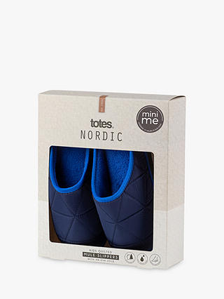 totes Kids' Premium Quilted Mule Slippers, Navy