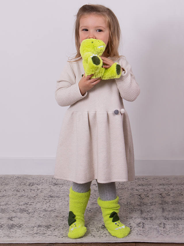 totes Kids' Dinosaur Slipper Socks & Super Soft Plush Gift Set