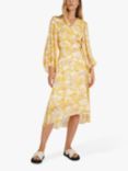 InWear Basira Abstract Print Wrap Midi Dress, Yellow