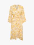 InWear Basira Abstract Print Wrap Midi Dress, Yellow