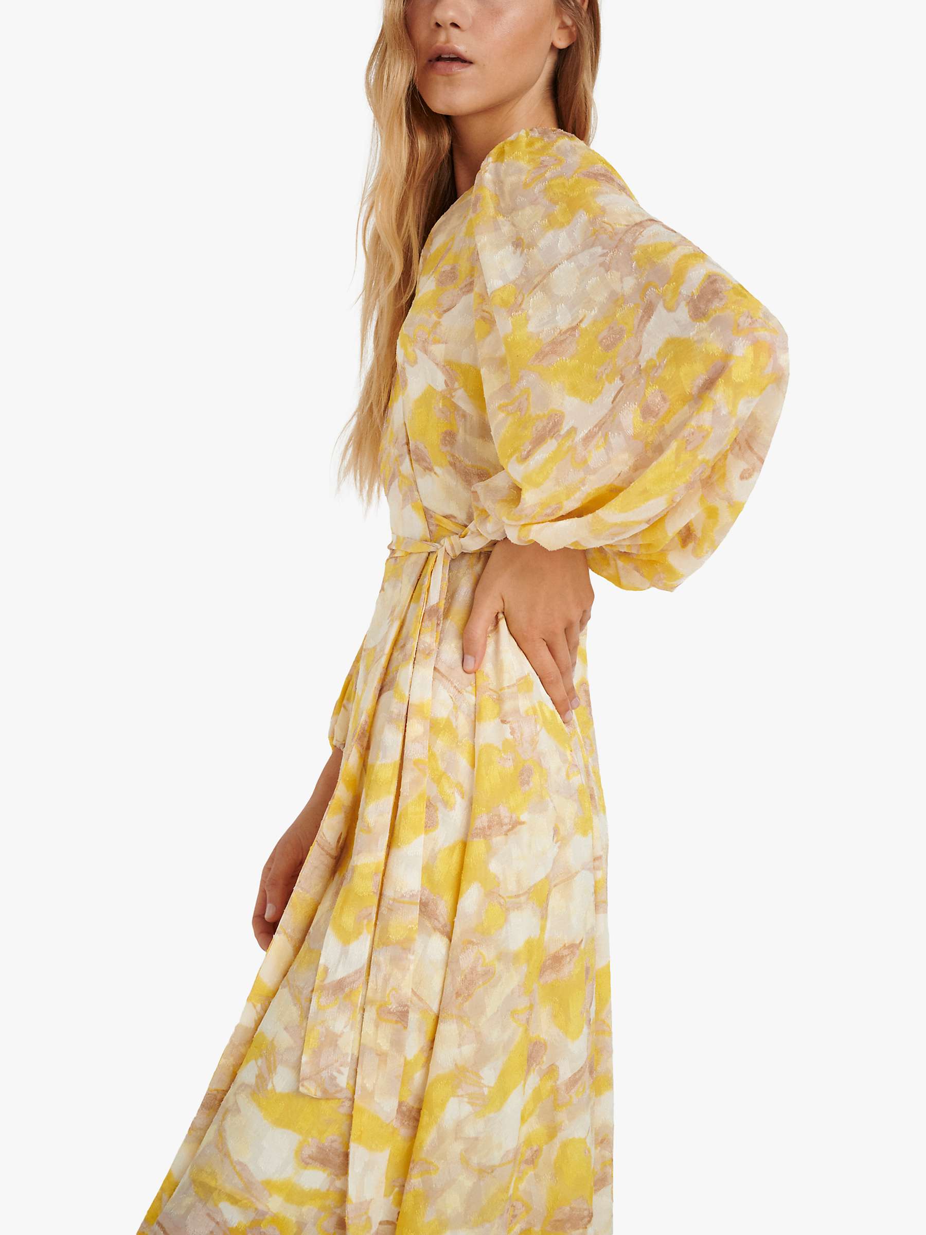 Buy InWear Basira Abstract Print Wrap Midi Dress, Yellow Online at johnlewis.com