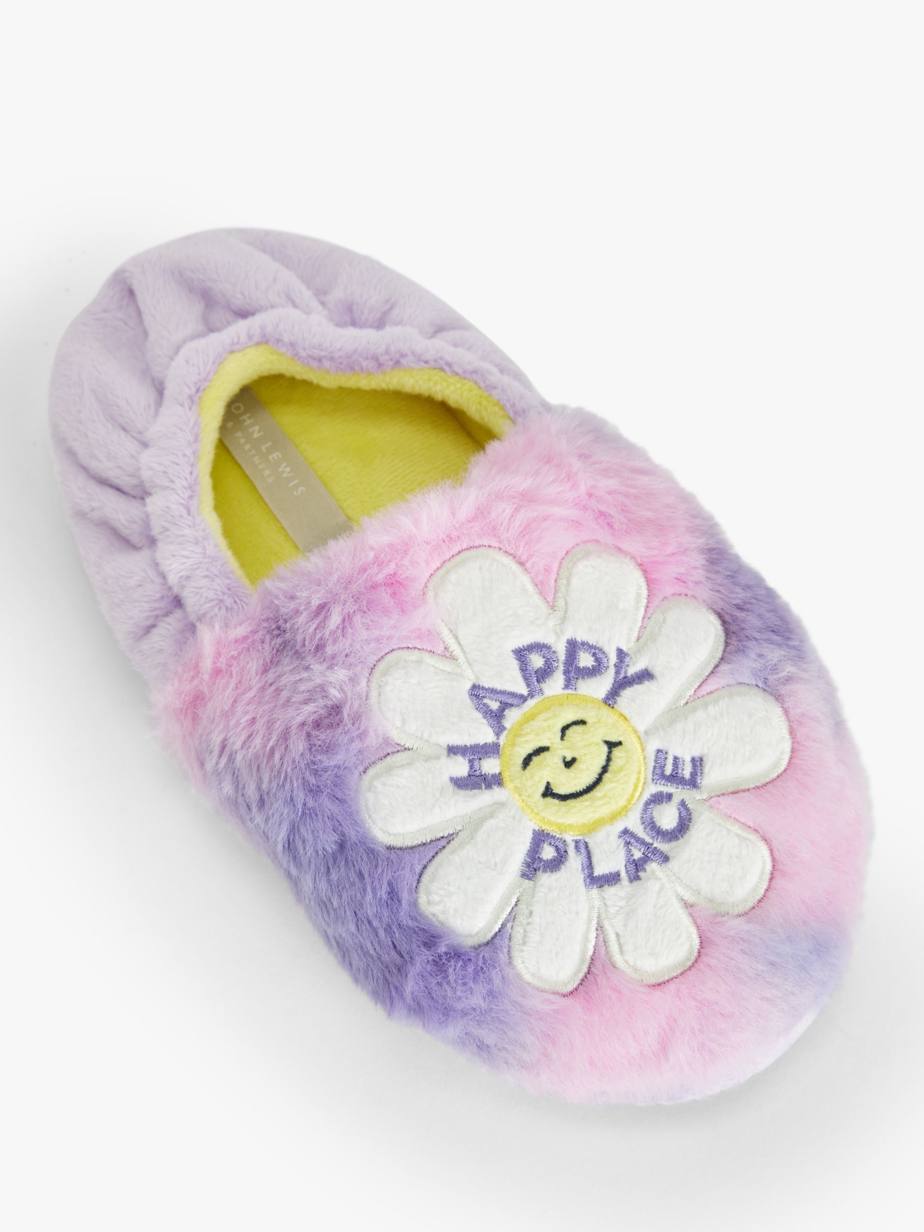 John Lewis Kids' Happy Place Daisy Slippers, Purple, 11 Jnr