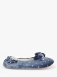 John Lewis Kids' Bow Ballet Spot Slippers, Blue Navy