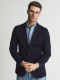 Reiss Supple Single Breasted Knitted Texture Suit Jacket, Navy