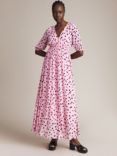 Ghost Valentina Heart Print Maxi Dress, Pink